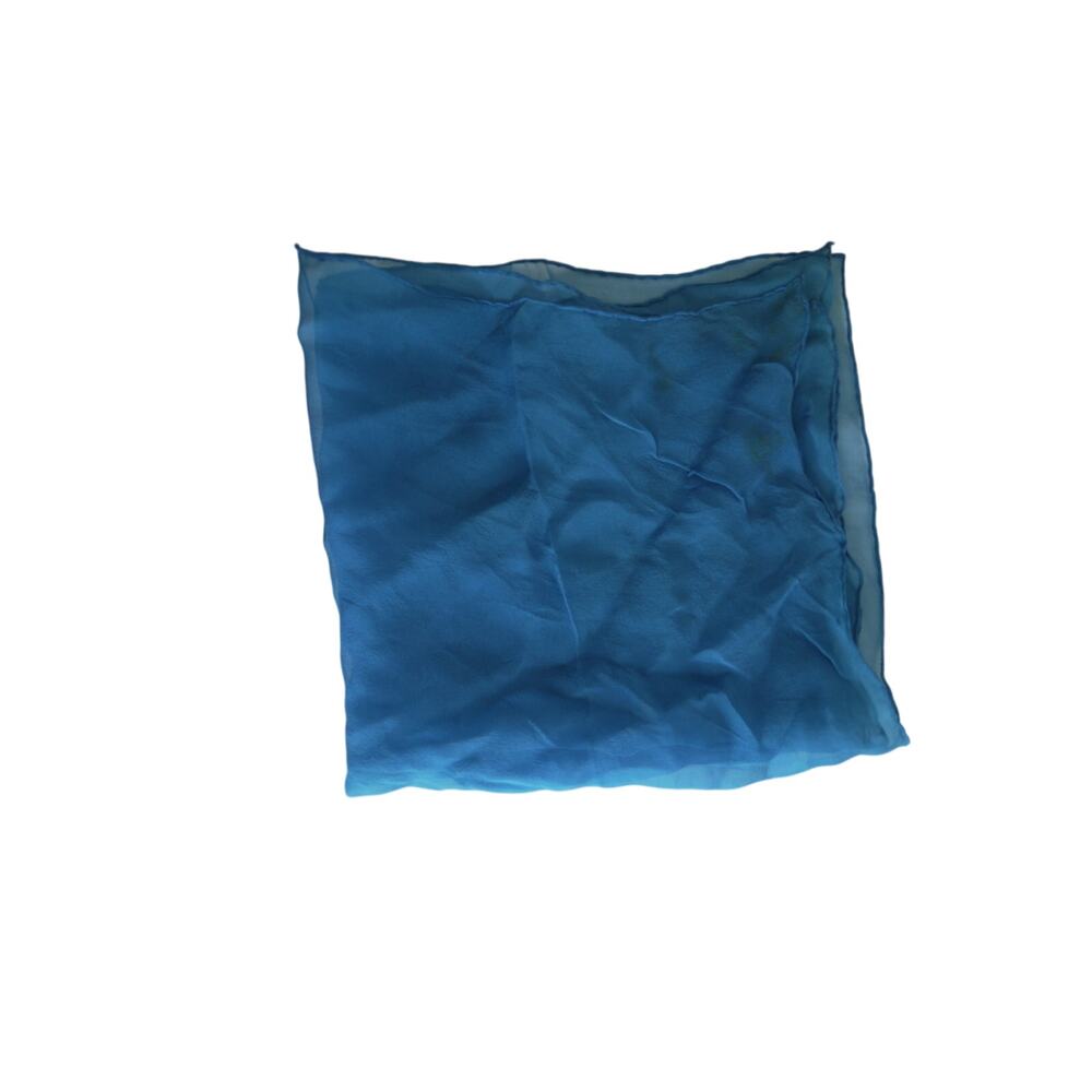 Vintage Sheer Silk Chiffon Scarf Solid Royal Cornflower Blue Square Neckerchief